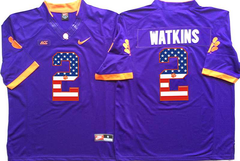 Clemson Tigers #2 Sammy Watkins Purple USA Flag College Stitched Jersey